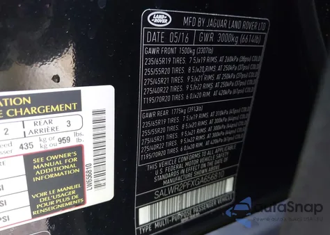 2016 Land Rover Range Rover Sport 3.0L V6 Supercharged Hse из США, поврежденный, VIN SALWR2PFXGA656810